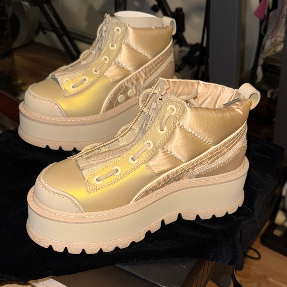 Savage X Fenty Gold Platform Sneakers